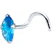 Sterling Silver Aqua 3mm CZ Marquise Nose Ring Made with SWAROVSKI ELEMENTS