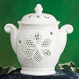 White Pot Shape Collectible Porcelain Oil Burner Aromatherapy Decor