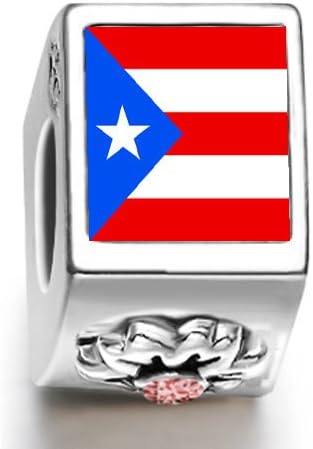 Soufeel Puerto Rico flag July birthstone photo flower European charm bead