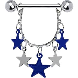 Blue Star Chain Dangle Nipple Ring