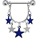 Blue Star Chain Dangle Nipple Ring