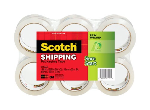 ScotchÂ® Packaging Tape, 3500-6, 1.88 Inches x 54.6 Yards, 6-Pack