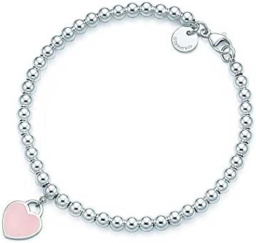 SILVERSHOP 925 silver bead Pink heart bracelet
