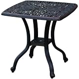 Darlee Elisabeth Cast Aluminum Outdoor Patio End Table - 21 Inch Square - Antique Bronze