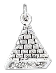 Sterling Silver Antiqued Three Dimensional Pyramid Charm