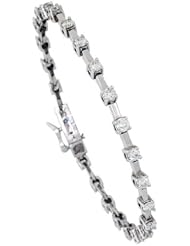 14k White Gold (4 mm wide) 7 1/4" Bracelet, w/ 25 Round Brilliant Diamonds; Total Carat Weight: 3.03; Clarity: SI; Color: H-I