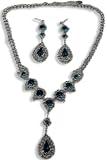 Vibrant Blue/Turquoise Crystal Necklace & Earring Set - Blue Formal Jewelry Vibrant Blue/Turquoise Crystal Necklace & Earring Set - Blue Formal Jewelry