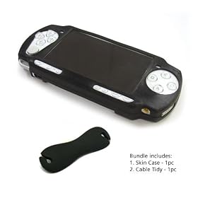 Sony PlayStation Portable Slim (PSP) JAVOSkin (Black) + JAVOedge Cable Tidy (Black) Bundle