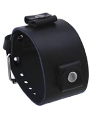 Nemesis #NSLB-K Black 48mm Wide 24mm Lug Width Wide Leather Watch Cuff Band