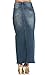 Women's Stone Washed Long Denim A-line Maxi Skirt