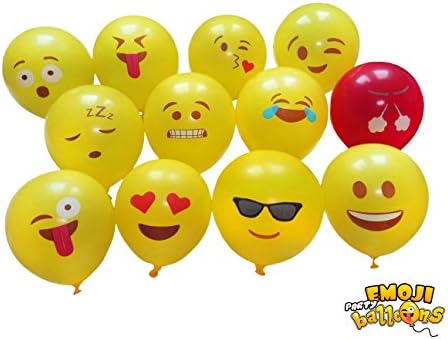 Emoji Party Balloons - Pack of 100 Emoji Balloons Smiley Face Party Supplies 11" with 12 Different Face Expressions, Perfect for Party, Birthday or Funny Decoration