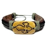 Byzantine Cross Tribal Leather Bracelet with Earthtone Cord and Beads (Light Brown) ~ Creative Ventures