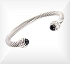 David Yurman Style Cable Cuff Bracelet 5mm Tahitian Black Pearl BG203BLK