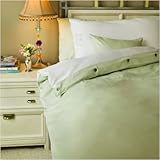 Reversible Bamboo Duvet Cover - King Size (White / Sage) (0.1"H x 105"W x 1 ....