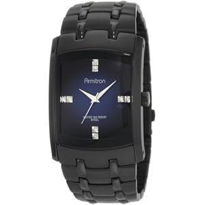Armitron Men\’s 204507DBTI Swarovski Crystal Accented Ion-Plated Black Stainless-Steel Watch