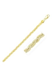 3.5mm 14K Yellow Braided Foxtail Anklet