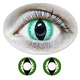 Green Horror Cats Eyes Motif Lenses from BIONORA 1 Year use including Lens Case