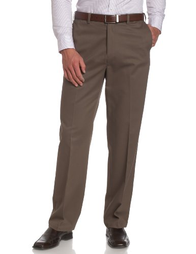 Savane Men's Flat Front Wrinkle Free Twill,Shale,34W 30L