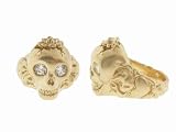 Bob Ring in 14 Karat Gold with Diamond Eyes by Catherine Michiels