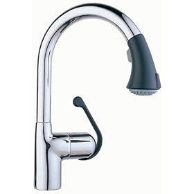GROHE 33 758 IB0 Ladylux Cafe Pull-Out Spray Kitchen Faucet, Chrome/Soft Black