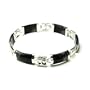 Sterling Silver Charcoal Chinese Jade Six-Section Tabular Bracelet with  Character Clasp and Stations, 7.5"
