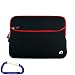 Premium Neoprene Dual Pocket Carrying Sleeve Case (Black with Red Trim) with Free Carabiner Key Chain for the Apple iPad Wi-Fi / 3G Model 16GB, 32GB, 64GB