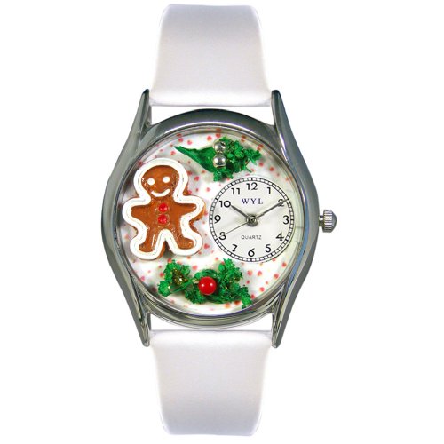 Whimsical Watches Women's S1220006 Christmas Gingerbread White Leather Watch