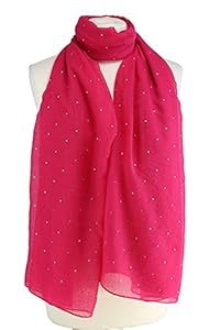 Beautiful Hot Pink Stone Studded Large Oversized Maxi Soft Shawl Scarf Hijab Sarong Wrap