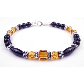 Topaz November Birthstone Bracelets in Onyx, Sterling Silver, and Swarovski... by GemstoneGifts