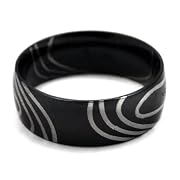 Black Mokume Steel Ring