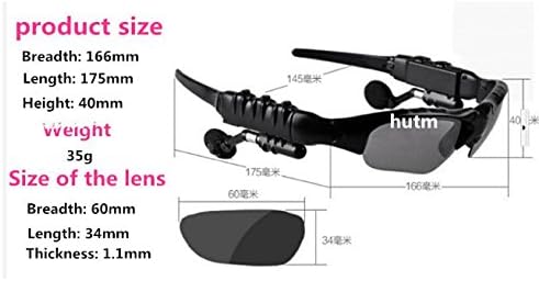 Hutmtech Wireless Music Sunglasses with Stereo Handsfree Bluetooth 4.1 Headset Headphone for iPhone4 / 5 / 5S, Samsung And All Smart Phones or PC Tablets with Bluetooth Function
