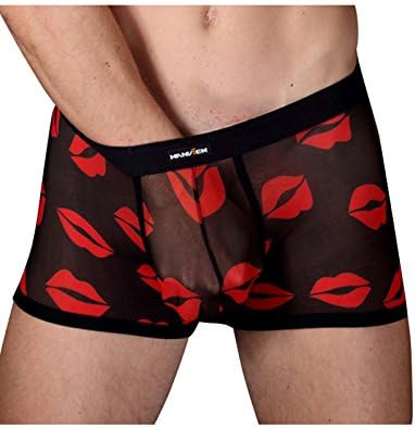 Paul Jones® Men's Underwear Sexy lips Pattern See-Through Boxer briefs 4 Size M~2XL
