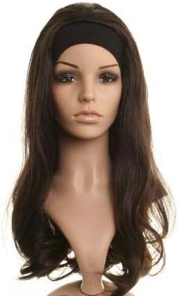 Long Dark Brown Wavy 3/4 Wig Half Wig Hairpiece