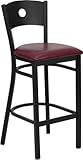 HERCULES™ Series Black Circle Back Metal Restaurant Bar Stool with Burgun ....