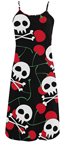 Meilaier Womens Summer Sleeveless High Waist Skull Chiffon Dress Black