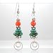 Southwestern Turquoise and Carnelian Faceted Gemstone Bead Dangle Earrings in Sterling Silver with Circles and Raindrop Beads, #8552