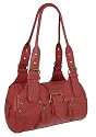 Nicole Red Studs n Zips Leather Shoulder Bag