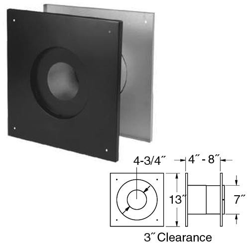 Dura-Vent Pellet Vent Fireplace 4 Inch Wall Thimble - 3 Inch Clearance