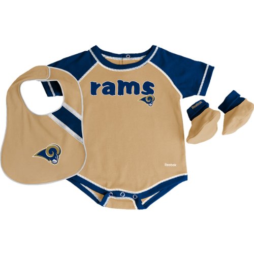 Reebok St. Louis Rams Newborn Creeper, Bib and Bootie Set 3-6 Months