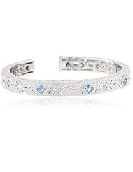 Judith Ripka "Estate" Three Small Stones Blue Topaz Cuff Bracelet