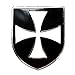 CHRISTIAN ARMY CRUSADER KNIGHTS ORDER HOSPITALLERS WHITE CROSS BLACK SHIELD PIN