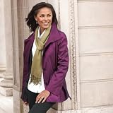 TravelSmith Women's Metallic Belted Short Trench Coat Wine L
