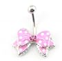Baqi 14G Pink Bow Bowknot Enamel Belly Ring Navel Bar Body Piercing Jewelry Pink