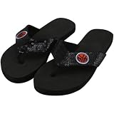 NBA New York Knicks Ladies Sequin Strap Flip Flops - Black (5/6)