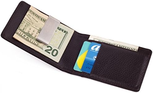 MAGIC TALE Men's Cow Leather Slim Money Clip Wallet Front Pocket,Brown