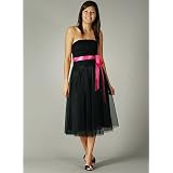 PleatedMeshRibbonDressforBridesmaidFormalProm