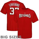 MLB Majestic Washington Nationals #37 Stephen Strasburg Red Player Big Sizes T-Shirt (XXXX-Large)