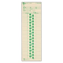 TOPS Semi-Monthly Time Cards, Green Ink Front, Red Back, 500-Count, 3.5 x 10.5 Inches, Manila (1277)