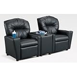 IMAGE OF Children's 2 Seat Home Theater Recliner Set with Storage Console Material: Raven Merlot
