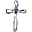 14K White Gold Sapphire Cross Pendant